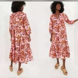 Chic Floral Maxi Dress in Pink and Orange
